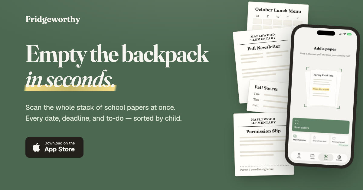 Fellow parents, I've built an iOS app for us to de-tangle our kids' backpacks logo
